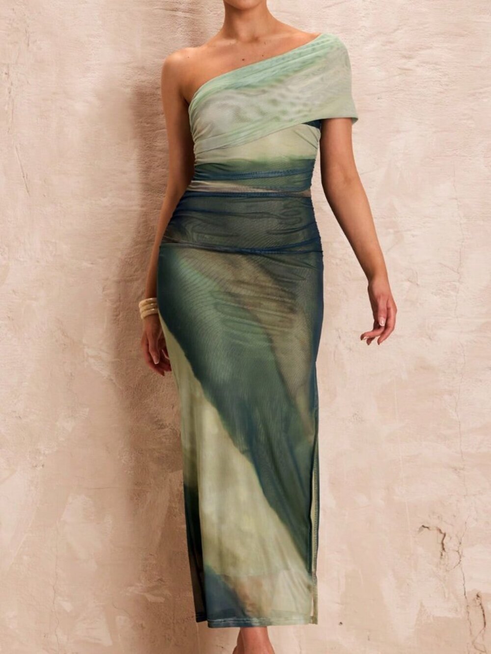 Green Casual Tie-Dye Women's Spaghetti Strap Dress